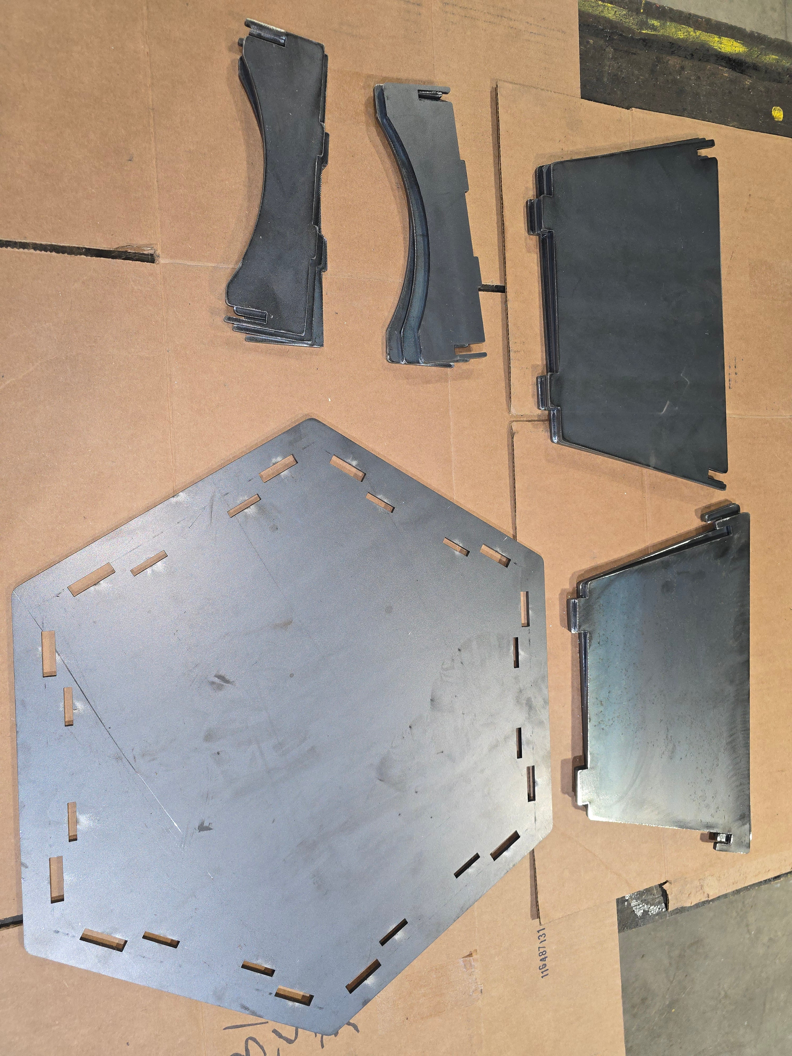 Hexagon zero weld, slot & tab, slip together fire pit